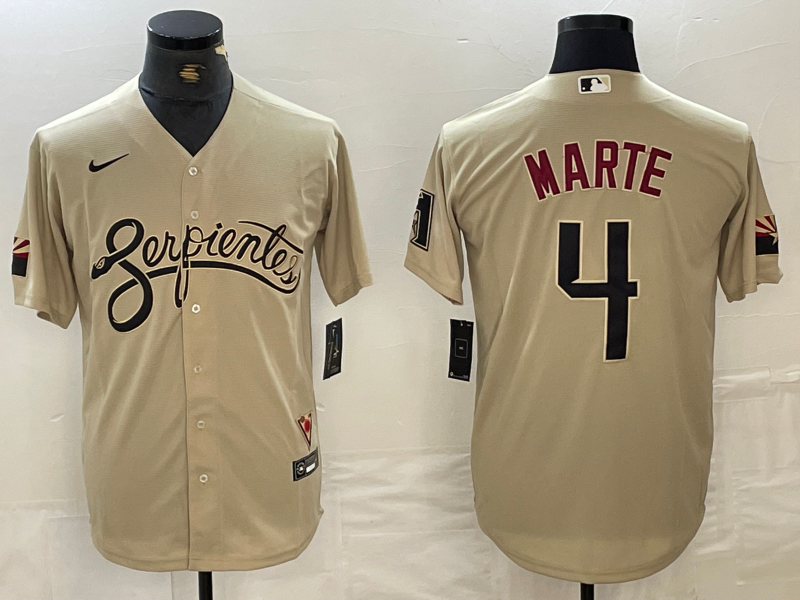 Men's Arizona Diamondbacks Ketel Marte #4 Beige Baseball Jersey